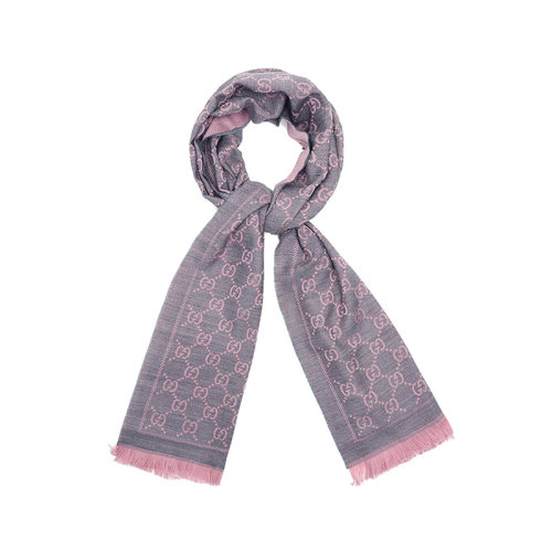 GUCCI/古馳 GUCCI圍巾 羊毛雙G圖案提花中長款流蘇邊女士圍巾 133483 3G200