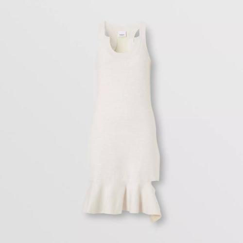  BURBERRY 22年秋冬 女士 鏤空設(shè)計(jì)寬擺收腰絲毛混紡連衣裙 80556051