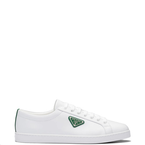 PRADA/普拉達 22年新款 男士白色/芒果色亮面皮革運動鞋2EE376_3F0E_F0DJT