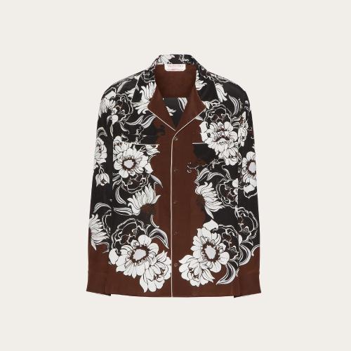  VALENTINO華倫天奴 22年秋冬 男士 長袖襯衫 CHEMISE FACON PYJAMA EN SOIE IMPRIMé STREET F