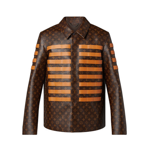 Louis Vuitton/路易威登 22年早春新款 LV2系列 男士深棕色老花帆布軍用夾克1A9K4F