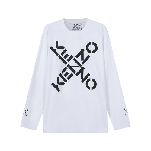 KENZO/高田賢三【22春夏新款】男士棉質(zhì)寬松版圓領(lǐng)長(zhǎng)袖T恤Big X圖案 5TS155 4SK