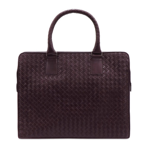 Bottega Veneta/葆蝶家 男士深棕色編織皮革公文包手提包女包 194669-V4651-5023