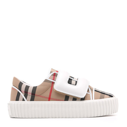 BURBERRY/博柏利22春夏Vintage 格紋棉質(zhì)拼皮革男女童兒童休閑鞋/帆布鞋8047490