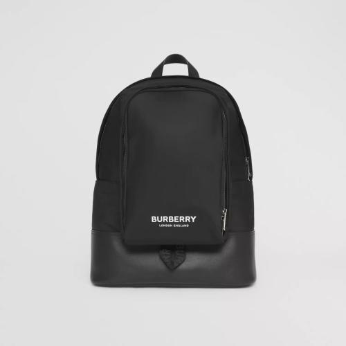  BURBERRY 22年秋冬 男士 大號(hào)徽標(biāo)印花尼龍拼皮革雙肩包 80472921