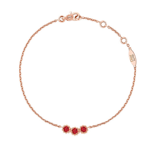 DIOR/迪奧 高級(jí)珠寶新款MIMIROSE系列 18K金鑲?cè)w紅寶石鏈條可調(diào)節(jié)手鏈