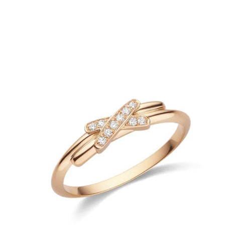 Chaumet/尚美 經(jīng)典JEUX DE LIENS系列 18k金玫瑰金緣系一生鉆石戒指 082218