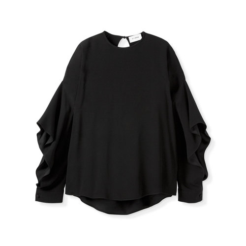 St.John/盛薔21早秋緞面不規(guī)則設計感燈籠袖女士長袖襯衫上衣K924C11