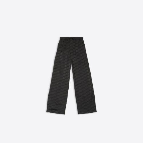  BALENCIAGA巴黎世家 22年秋冬 男士 休閑褲 Mens Bb Monogram Pyjama Trousers in Black 65888