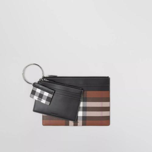  BURBERRY 22年秋冬 男士 格紋拼皮革收納袋設(shè)計(jì)折疊式卡片夾 80548011