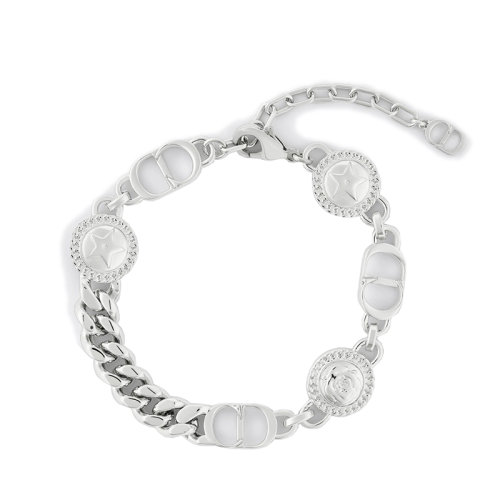 DIOR/迪奧 22新款 男士銀色鍍銀黃銅鑲嵌灰色水晶星星圖案手鏈B1665HOMMT_D000