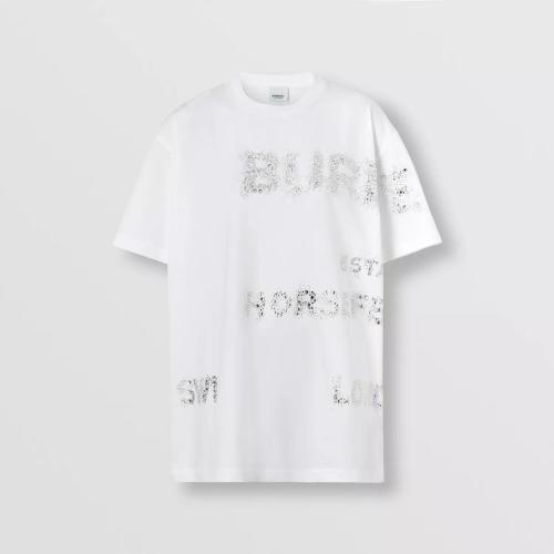  BURBERRY 22年秋冬 女士 Horseferry 人造水晶棉質(zhì)寬松 T 恤衫 80650251