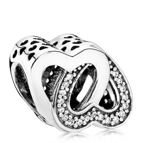 PANDORA/潘多拉 女士銀色925銀+立方氧化鋯石纏繞的愛DIY手鏈珠子串飾串珠 791880CZ