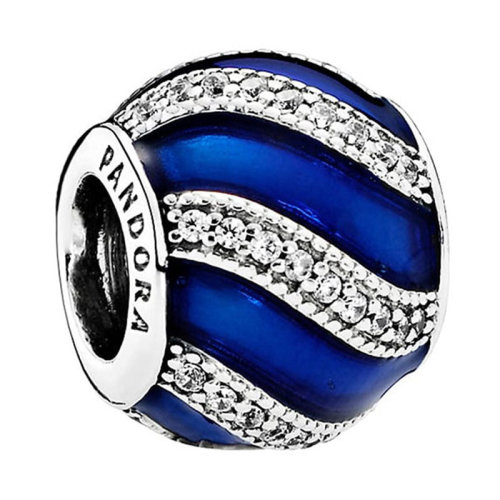 PANDORA/潘多拉 女士藍(lán)色925銀瓷釉DIY手鏈珠子串飾串珠 791991EN118