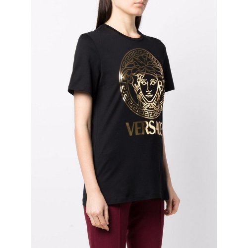  VERSACE/范思哲 女士黑色棉質(zhì)短袖T恤 1004152 1A00769 2B130 PLFSX