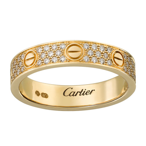 CARTIER/卡地亞 經(jīng)典款LOVE 18K金黃金鉆石滿鉆戒指 鑲嵌88顆鉆石 B4083300