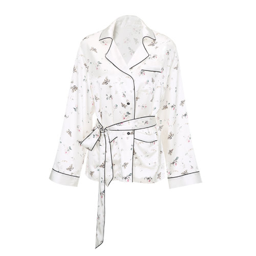 bifubyxingchen/彼伏女士蝴蝶真絲印花家居長袖女睡衣/家居服