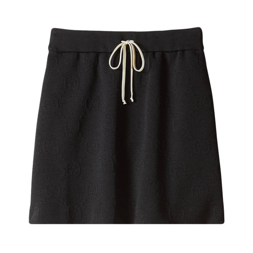 GUCCI/古馳 女士黑色GG提花針織半身裙655183XJDEM1000