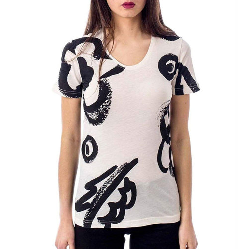 BURBERRY/博柏利女裝 服飾 休閑百搭 白色 棉質(zhì)涂鴉印花半袖 女士短袖T恤 3965848