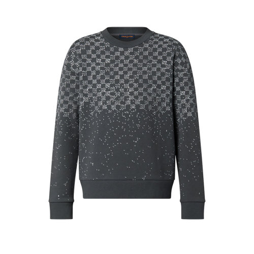 Louis Vuitton/路易威登 22年春夏新款 DAMIER SPREAD系列 男士炭灰色純棉棋盤(pán)格印花運(yùn)動(dòng)衫衛(wèi)衣1AA4TG