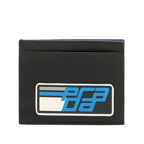 PRADA/普拉達(dá) 男士 男包 黑藍(lán)色皮革卡包小型皮具卡片夾 2MC223-2B3W-F014B