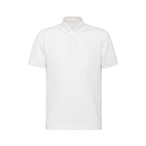 PRADA/普拉達(dá) 22年春夏新款 男士白色純珠地棉三角徽標(biāo)短袖Polo衫UJN444_XGS_F0009_S_181