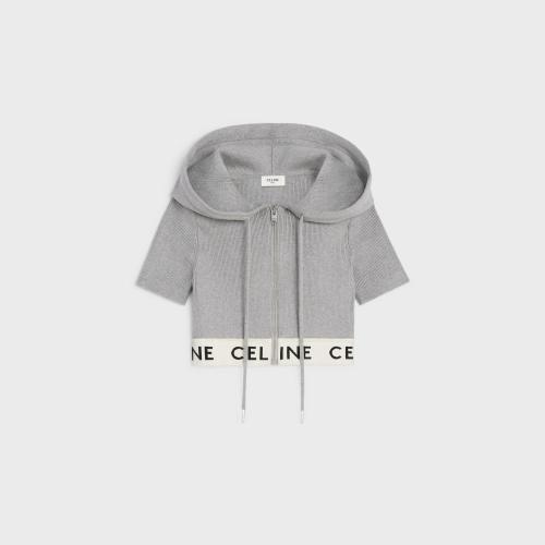  CELINE賽琳思琳 22年秋冬 女士 針織衫 CELINE運(yùn)動(dòng)風(fēng)格棉質(zhì)針織拉鏈短上衣 2A27Z372N.10GO