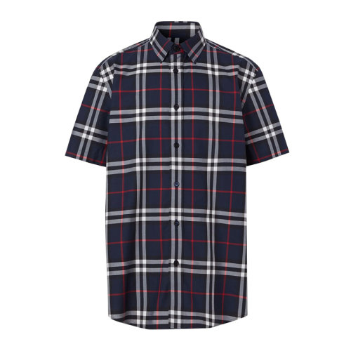 BURBERRY/博柏利 男裝 服飾 21春夏 棉質(zhì)經(jīng)典格紋翻領(lǐng)襯衣  男士短袖襯衫