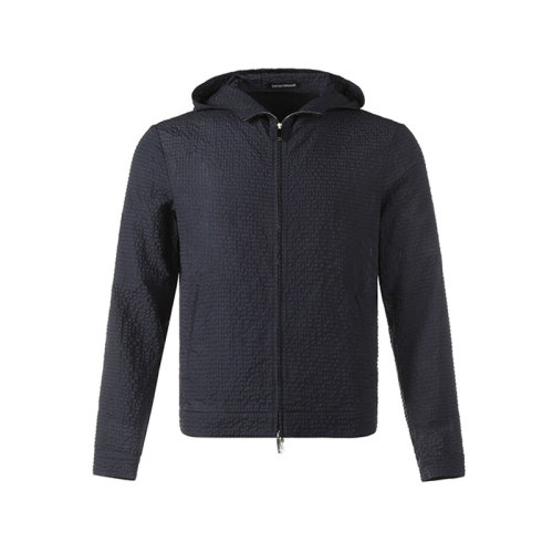 Emporio Armani/安普里奧阿瑪尼 男士夾克 男士聚酯纖維細(xì)格紋連帽夾克上衣外套 B1R410 B1306