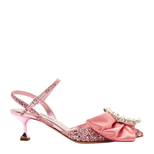 Miu Miu/繆繆 女士珍珠扣飾蝴蝶結(jié)通體亮片高跟涼鞋 5I513B_3K6V_F0MH5_F_055