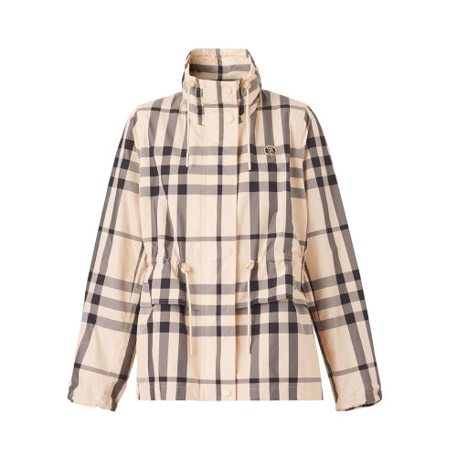 BURBERRY/博柏利 女士拼色聚酰胺經(jīng)典格紋高領(lǐng)夾克 8052605