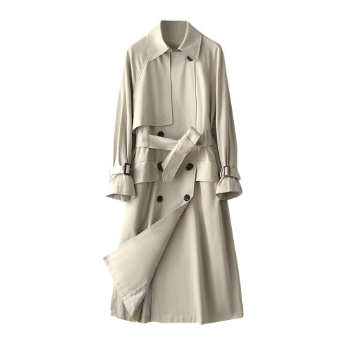 GeleiStory/GeleiStory  春秋新款風(fēng)衣女寬松雙排扣過膝長款英倫風(fēng)女士風(fēng)衣