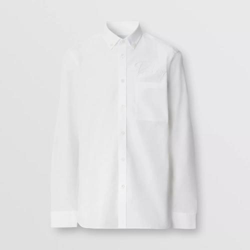  BURBERRY 22年秋冬 男士 徽標(biāo)刺繡棉質(zhì)襯衫 80576171