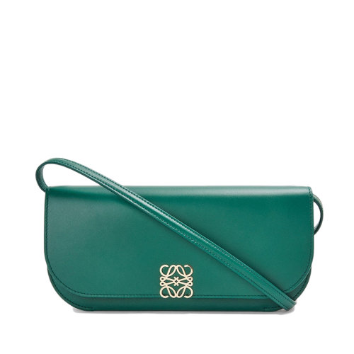 LOEWE/羅意威 22春夏新款Goya Long系列 女士松綠色小牛皮風琴單肩手拿包0010642668