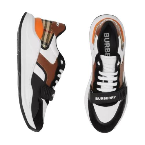  BURBERRY 22年秋冬 女士 Vintage 格紋、皮革拼麂皮運(yùn)動(dòng)鞋 80402151 預(yù)定商品1-3周發(fā)貨