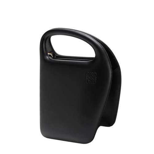 LOEWE/羅意威 22春夏新款A(yù)rchitects D系列 女士黑色柔軟小牛皮字母D活動肩帶單肩斜挎手提包 0010368173