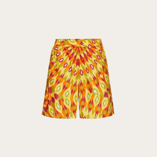  VALENTINO華倫天奴 22年秋冬 男士 短褲 BERMUDA EN SOIE ET COTON a IMPRIMé ROUND RAIN 1V3