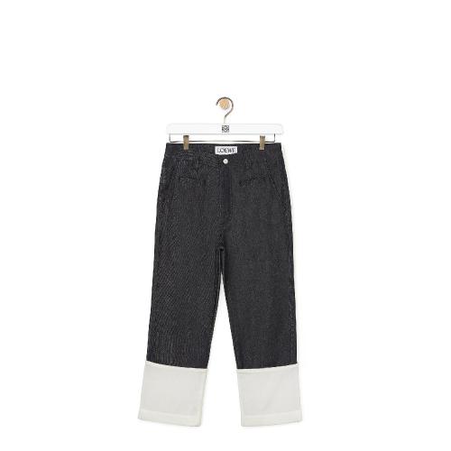  LOEWE羅意威 22年秋冬 女士 牛仔褲 棉質(zhì)漁夫牛仔褲 S2292112IB-5110 預定商品1-3周發(fā)貨