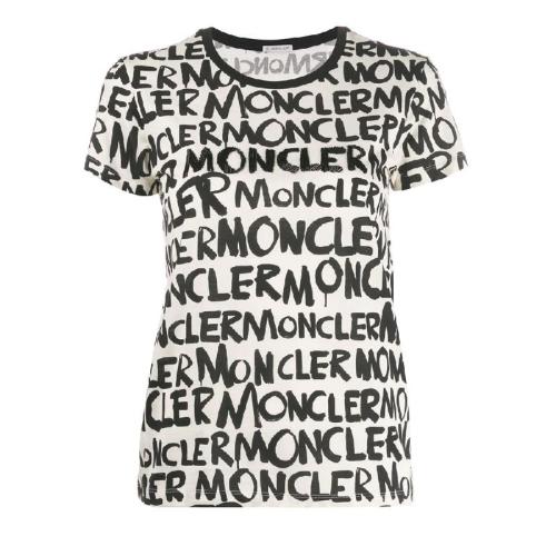 Moncler/蒙克萊 女士白色棉質(zhì)短袖T恤 8051950 829E6 034