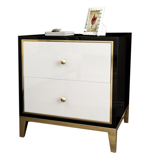 GeleiStory/GeleiStory  輕奢床頭柜臥室儲物柜床邊柜后現(xiàn)代港式金色不銹鋼鋼琴烤漆床頭柜   家具家裝＞家具家裝定制＞臥室家具定制