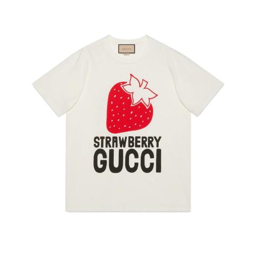  GUCCI古馳 22年秋冬 女士 “Strawberry Gucci”印花棉質T恤 615044 XJDZU 9095