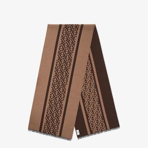  FENDI芬迪 22年秋冬 男士 圍巾 棕色羊毛圍巾 FXS124AH7PF15B6