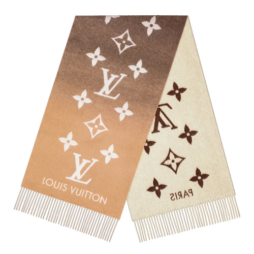 Louis Vuitton/路易威登新款 REYKJAVIK GRADIENT系列 女士漸變色羊絨花朵和字母印花圍巾M73675