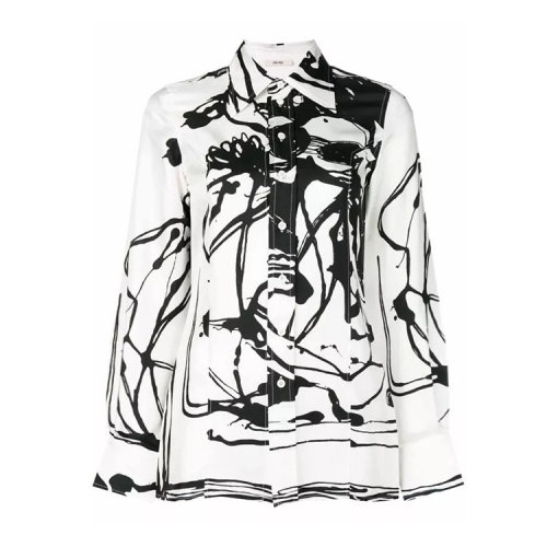 CELINE/賽琳  女士時(shí)尚 黑白絲綢長(zhǎng)袖襯衫 $663C2663C.09BW ZWJ01AAB