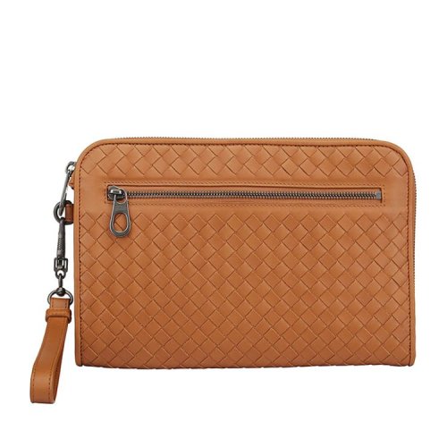 Bottega Veneta/葆蝶家  男包皮革編織紋拉鏈開合錢包手拿包   493190V46511519  GMH0012BC