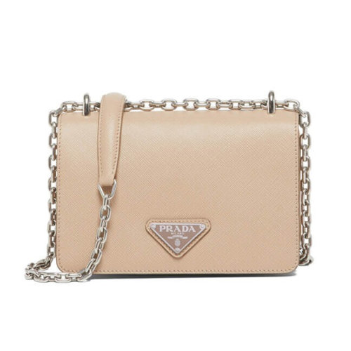 PRADA/普拉達(dá)  女包女士皮革時(shí)尚百搭三角徽標(biāo)品牌字母鏈條包斜挎包單肩包  1BD032-064-F0002