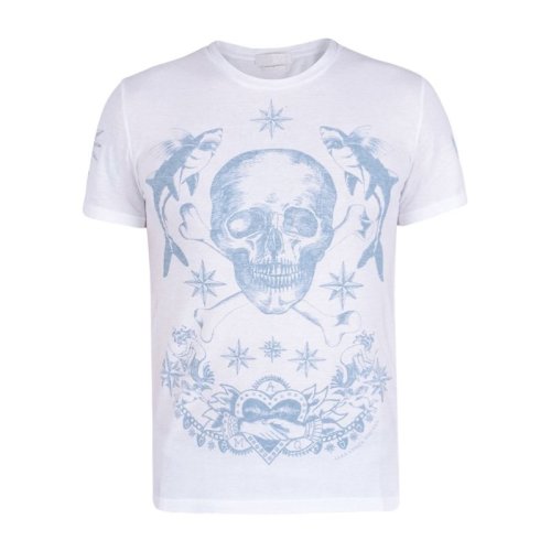 Alexander McQueen/亞歷山大麥昆 純棉圓領(lǐng)骷髏頭男士短袖T恤