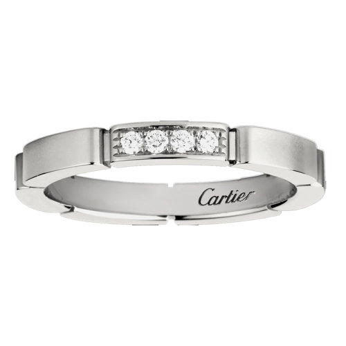 CARTIER/卡地亞 MAILLONPANTHèRE 18K金白金鑲嵌鉆石戒指B4080400