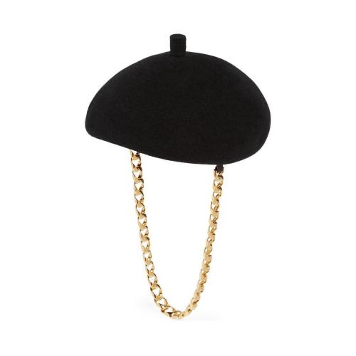  GUCCI古馳 22年秋冬 女士 飾鏈帶毛氈貝雷帽 728199 3HAOC 1060