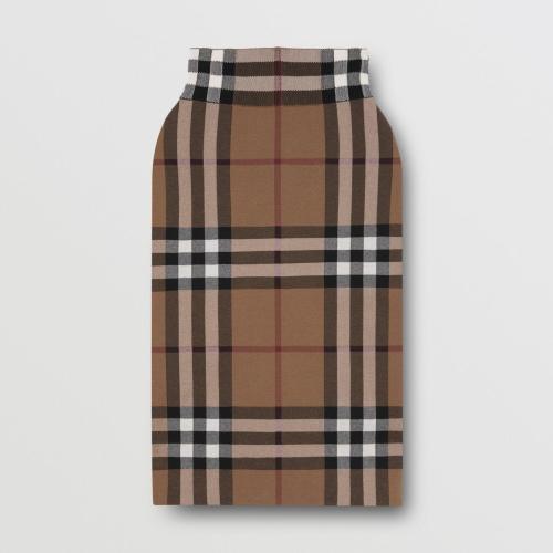  BURBERRY 22年秋冬 女士 格紋絲棉混紡提花半裙 80434121